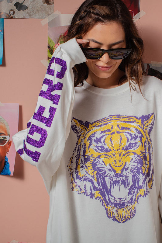 Geaux Tigers Graphic Oversized Sweatshirt