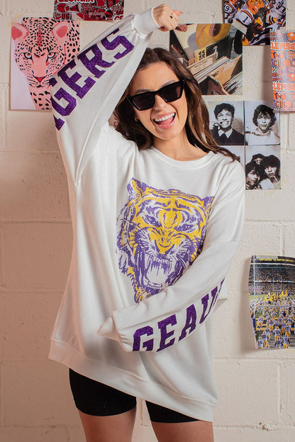 Geaux Tigers Graphic Oversized Sweatshirt