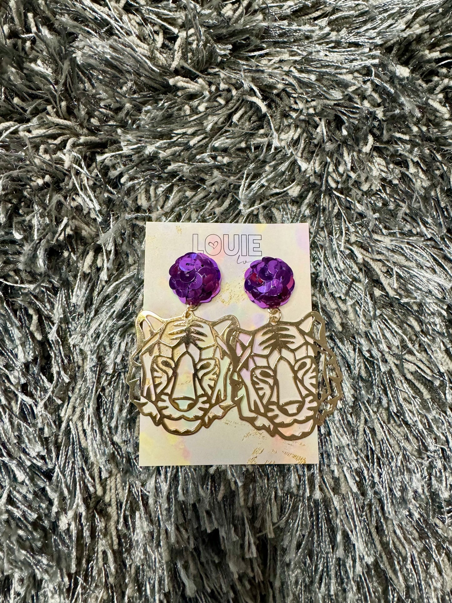 Tiger Face Metal Earrings